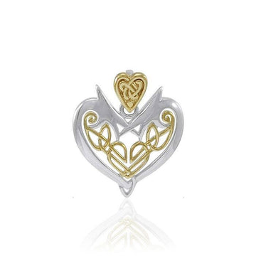Joyous Heart Celtic Knotwork Silver and 14k Gold accent Pendant TPV3444 - Jewelry